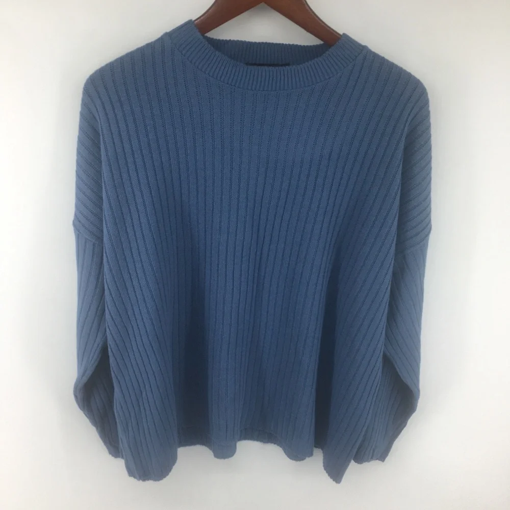 Nasty Gal Boxy Lightweight Blue/Gray Sweater NWT